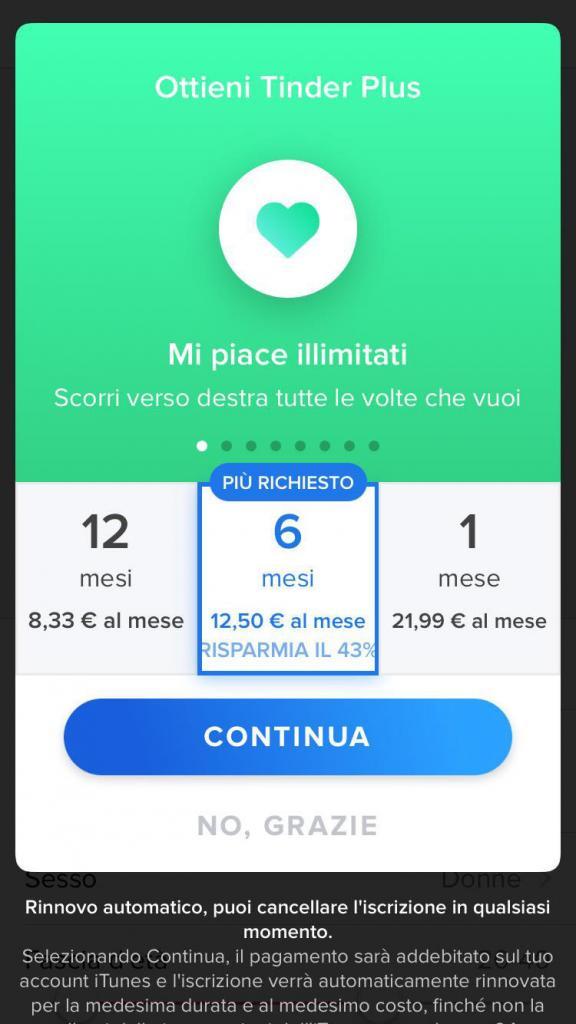 tinder plus abbonamento quanto costa prezzo