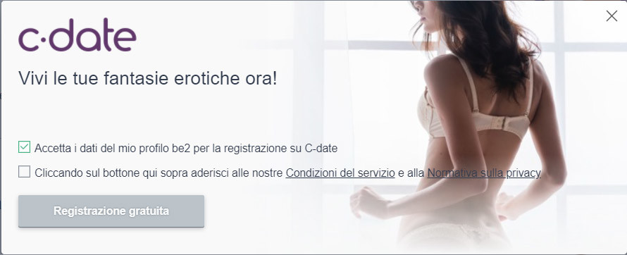 cdate e b2 collegamento profilo registrazione veloce