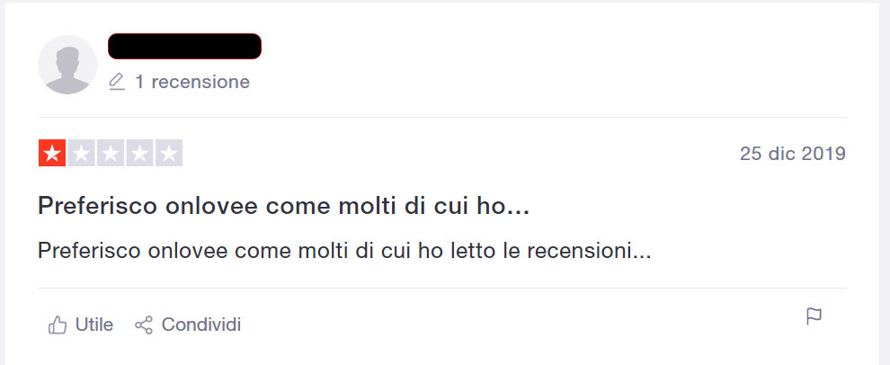 false recensioni on lovee su trustpilot