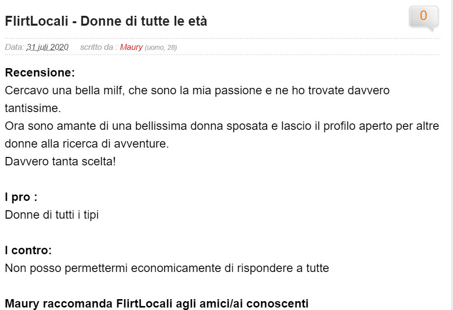 flirtlocali false recensioni opinioni