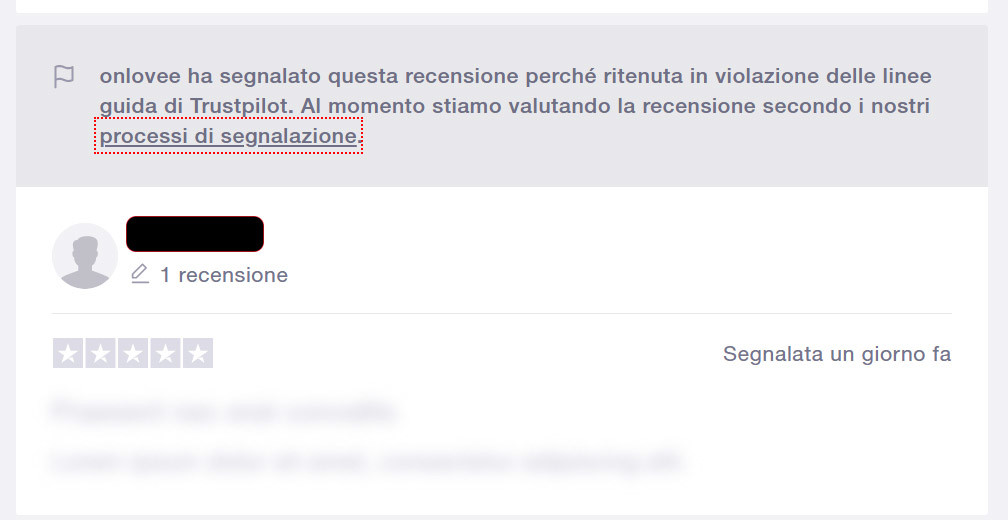 onlovee segnala recensioni negative su trustpilot