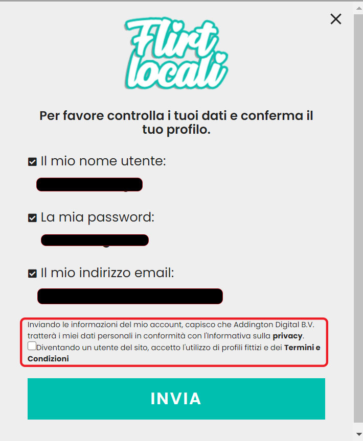 termini e condizioni flirtlocali frode raggiro