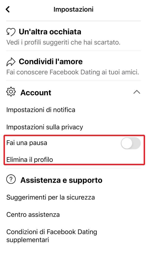 come cancellare profilo su fb dating